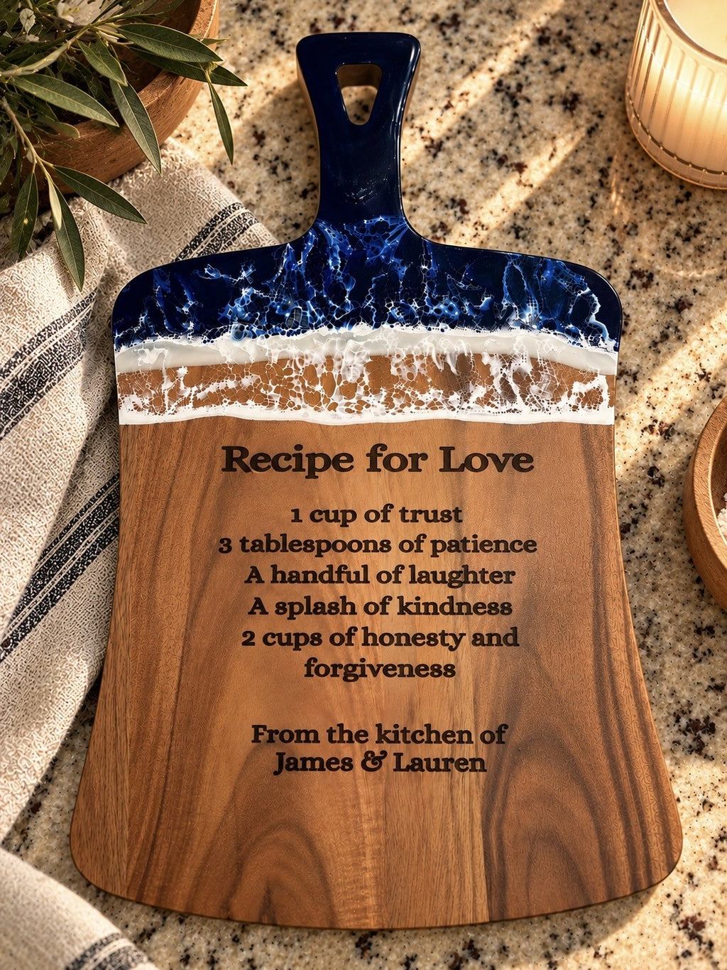 Personalized Epoxy Resin Acacia Wood Cutting Board