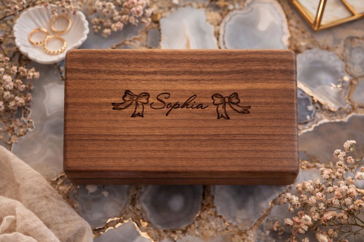 Personalized Engraving Walnut Wood Jewelry Box