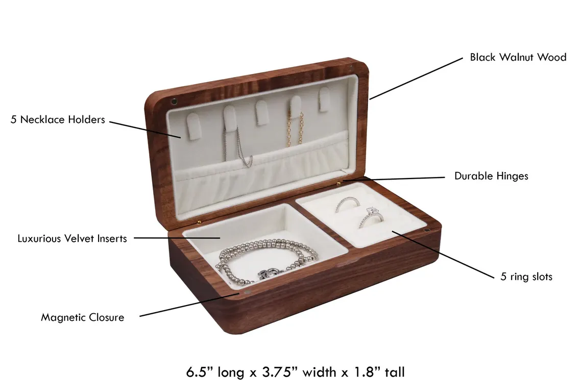 Personalized Engraving Walnut Wood Jewelry Box